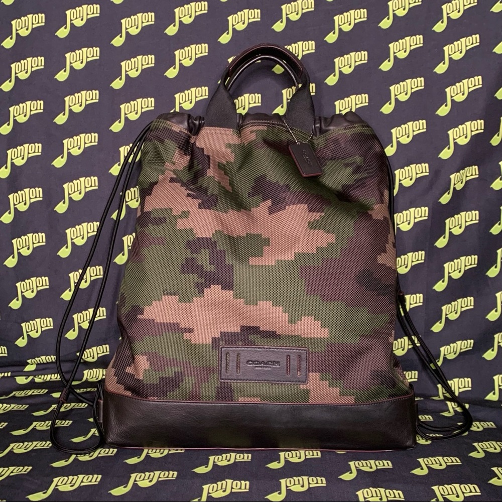Coach Terrain Drawstring Backpack, Pixelated Camo - image 1